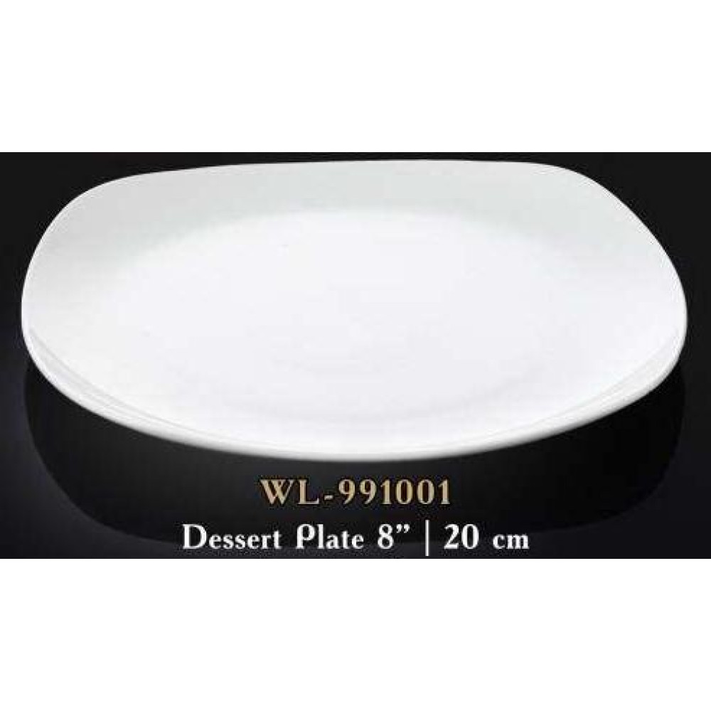  Тарілка квадратна без кутів мілка біла White 20 см Wilmax WL-991001 / A