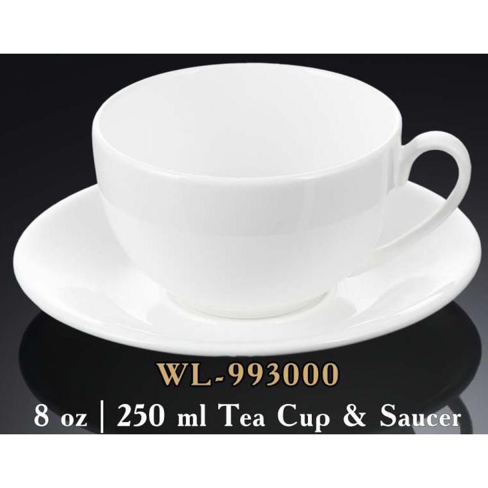  Чашка для чаю з блюдцем біла White 250 мл Wilmax WL-993000 / AB