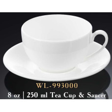  Чашка для чаю з блюдцем біла White 250 мл Wilmax WL-993000 / AB