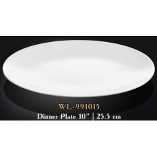  Тарілка кругла без поля мілка біла White 25 см Wilmax WL-991015 / A