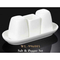  Набор для специй с подставкой 3 предмета квадрат белый White 8x17x7 см Wilmax WL-996005 / SP