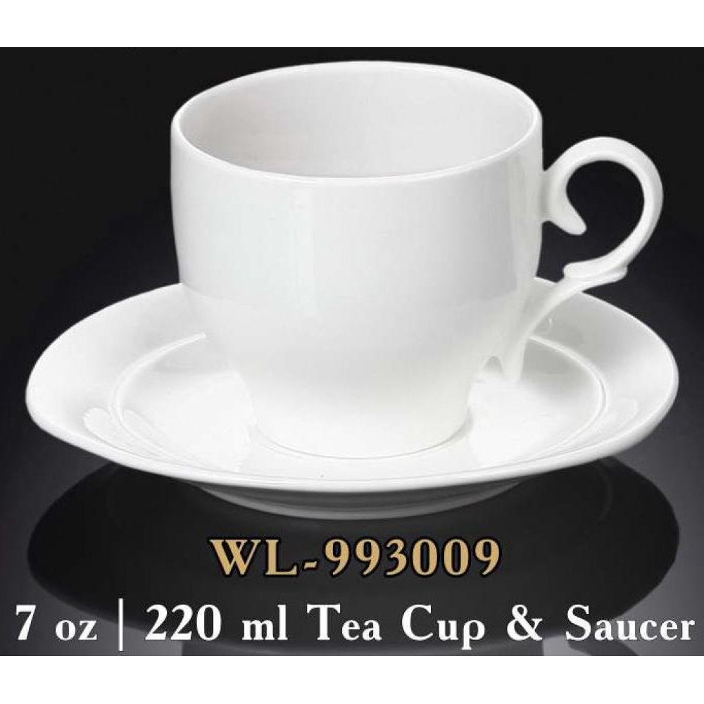  Чашка для чаю з блюдцем біла White 220 мл Wilmax WL-993009 / AB
