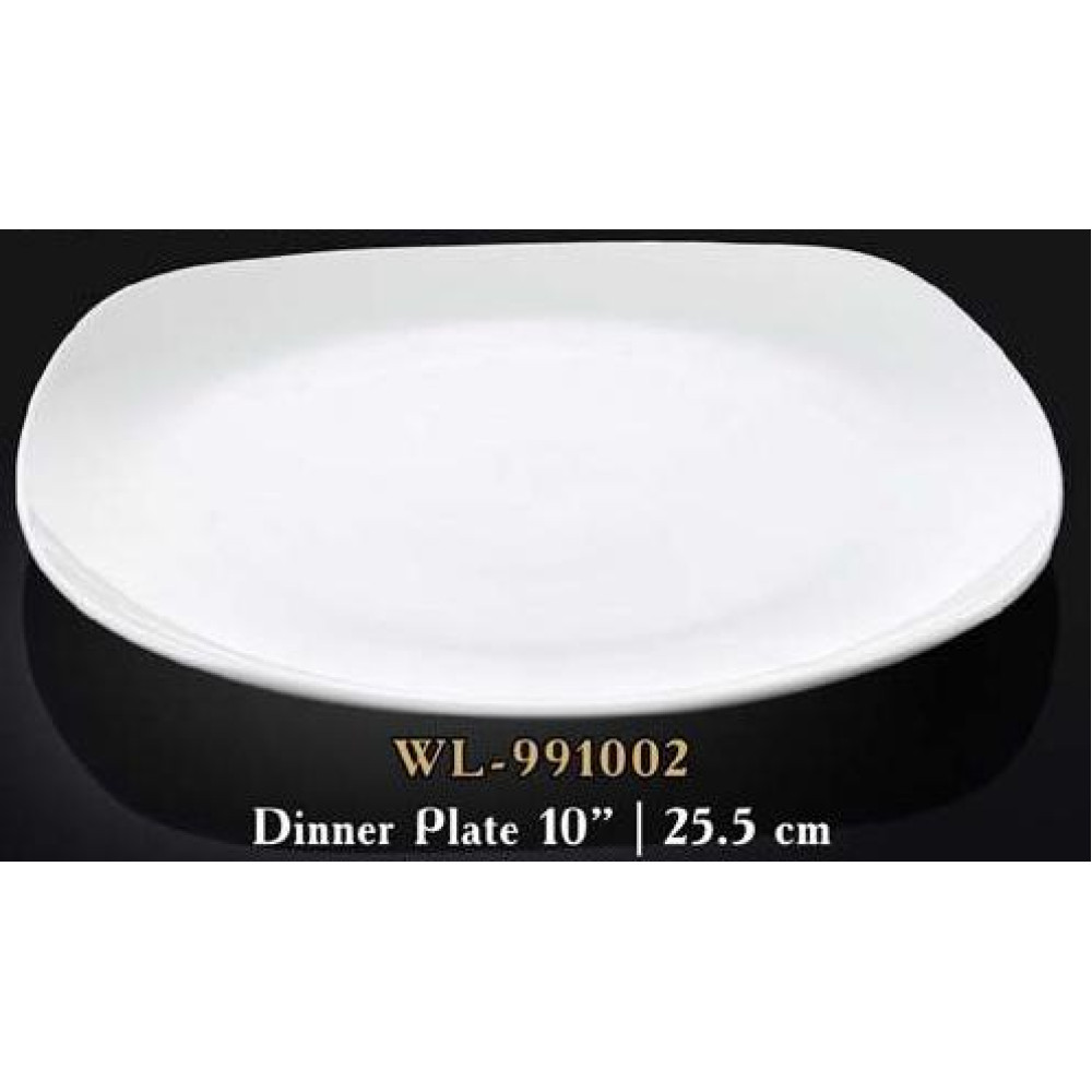  Тарілка квадратна без кутів мілка біла White 25 см Wilmax WL-991002 / A