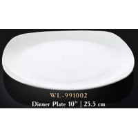  Тарелка квадратная без углов мелкая белая White 25 см Wilmax WL-991002 / A