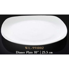  Тарілка квадратна без кутів мілка біла White 25 см Wilmax WL-991002 / A
