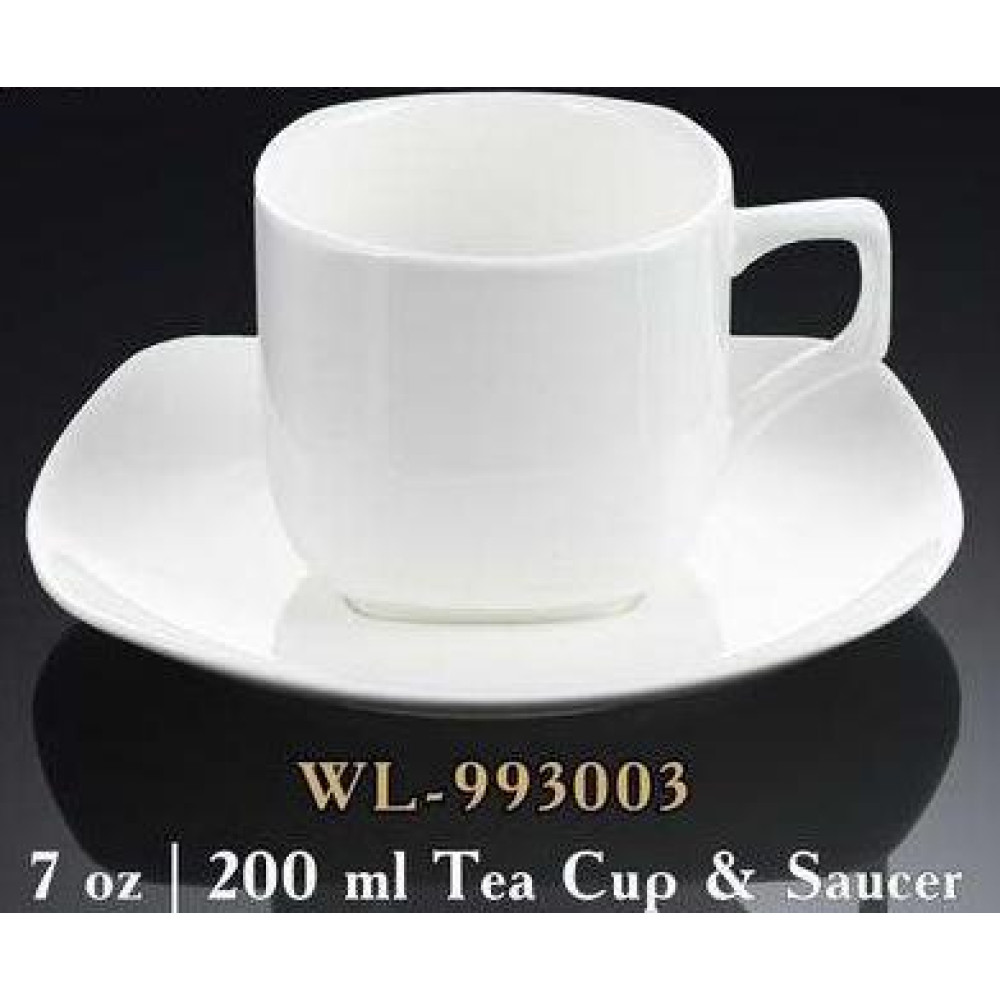  Чашка для чаю з блюдцем квадратна біла White 200 мл Wilmax WL-993003 / AB