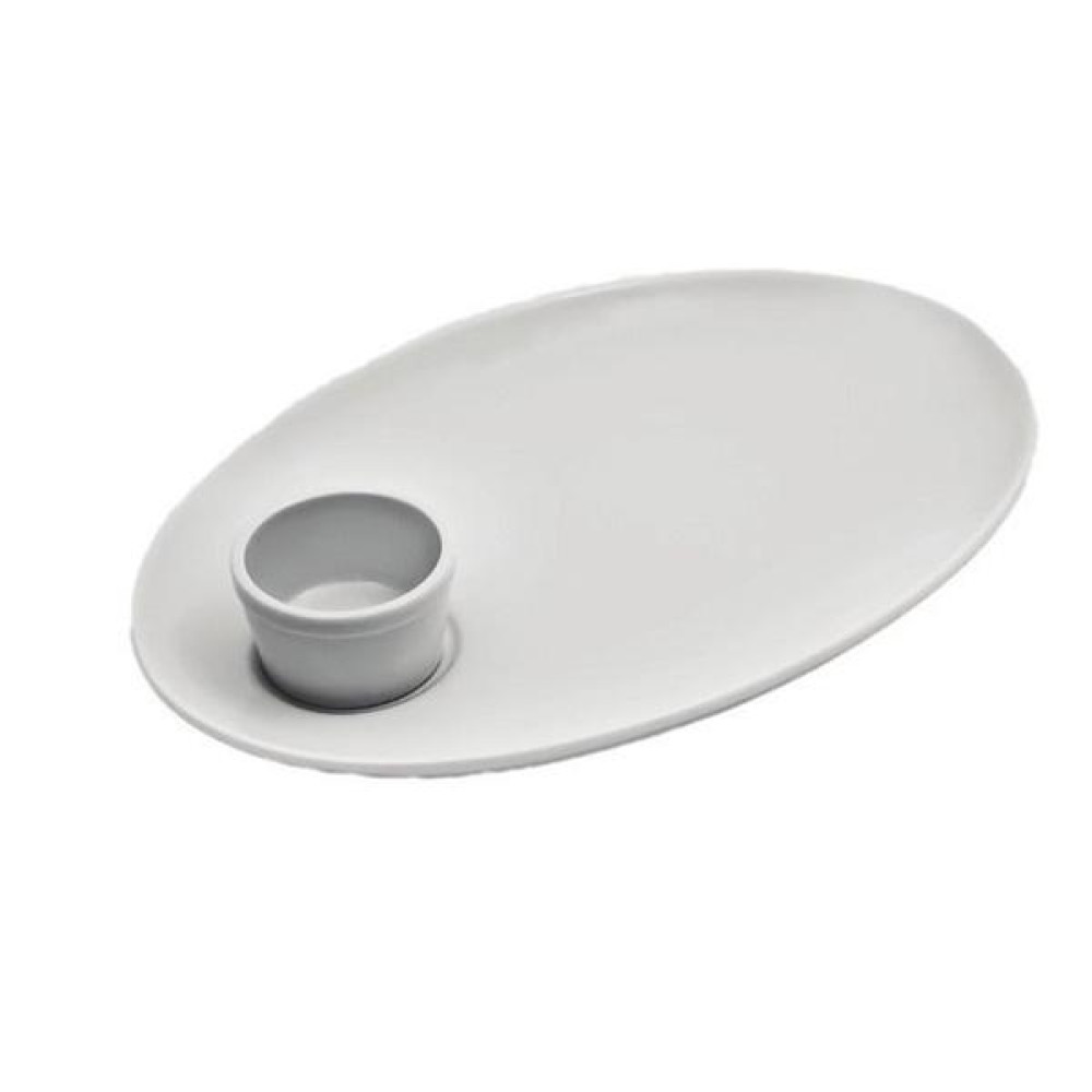  Блюдо овальне з соусником біле Classic 33x22 см Alt porcelain