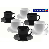  Набір для чаю чорний з білим Carine 220 мл Luminarc, France