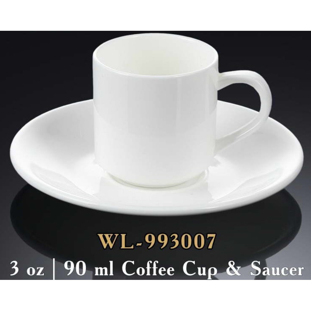  Чашка для кави з блюдцем біла White 90 мл Wilmax WL-993007 / AB