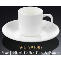  Чашка для кави з блюдцем біла White 90 мл Wilmax WL-993007 / AB