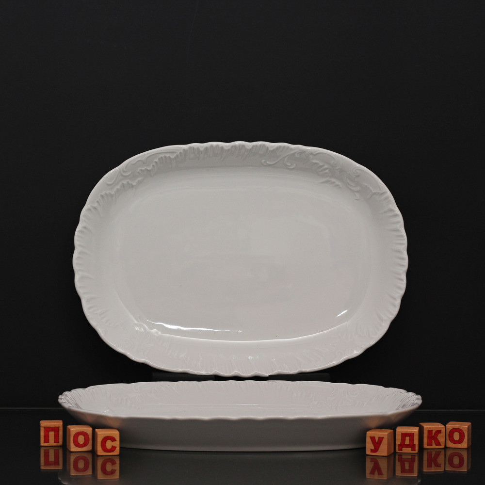  Блюдо овальне біле Rococo 33x22 см Cmielow