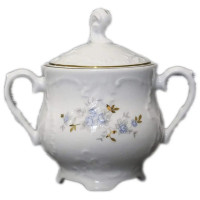  Сахарница с крышкой голубой цветок Rococo 9706 400 мл Cmielow