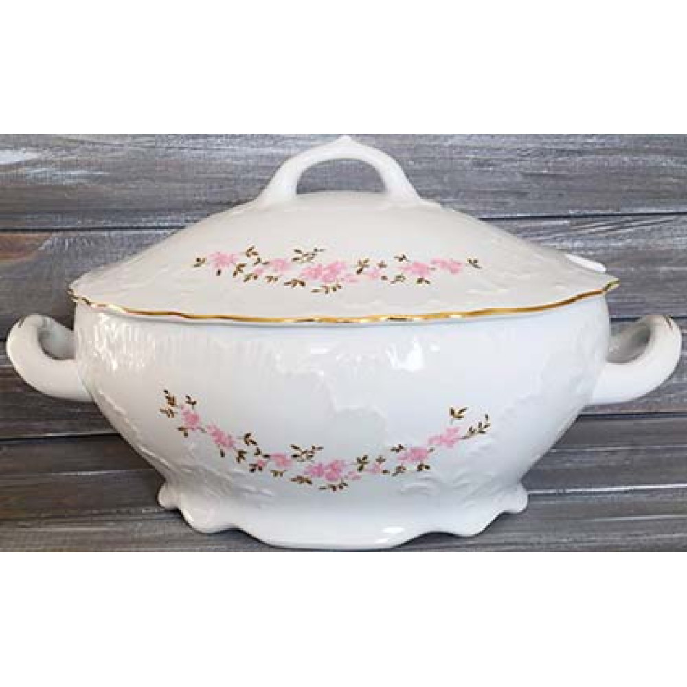 Супниця з кришкою рожева квітка Rococo 9704 2,7 л 33x20x19 см Cmielow