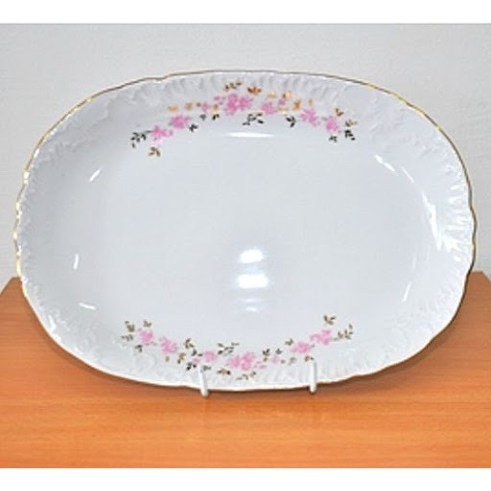  Блюдо овальне рожева квітка Rococo 9704 33x22 см Cmielow