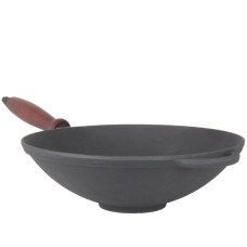  Сковорідка WOK з дерев`яною ручкою та вушком Чавун термо 26 см Сітон 770458