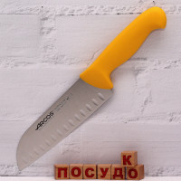  Ніж японський Santoku з грантонами жовта ручка 2900 18 см Arcos 290600