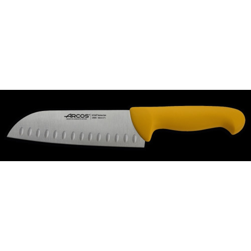  Ніж японський Santoku з грантонами жовта ручка 2900 18 см Arcos 290600