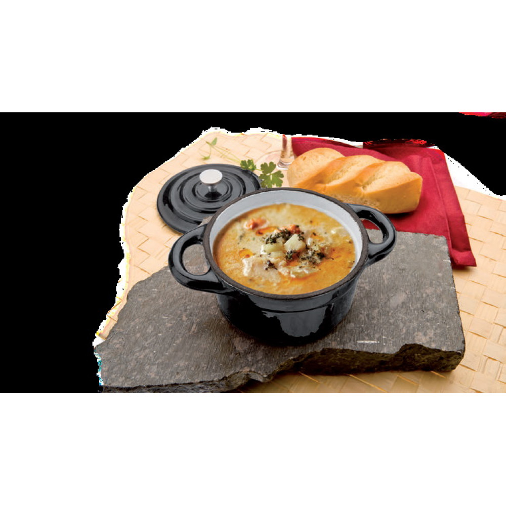  Каструлька порційна кругла з кришкою чорна Cocotte 300 мл 10 см Ibili 725910N