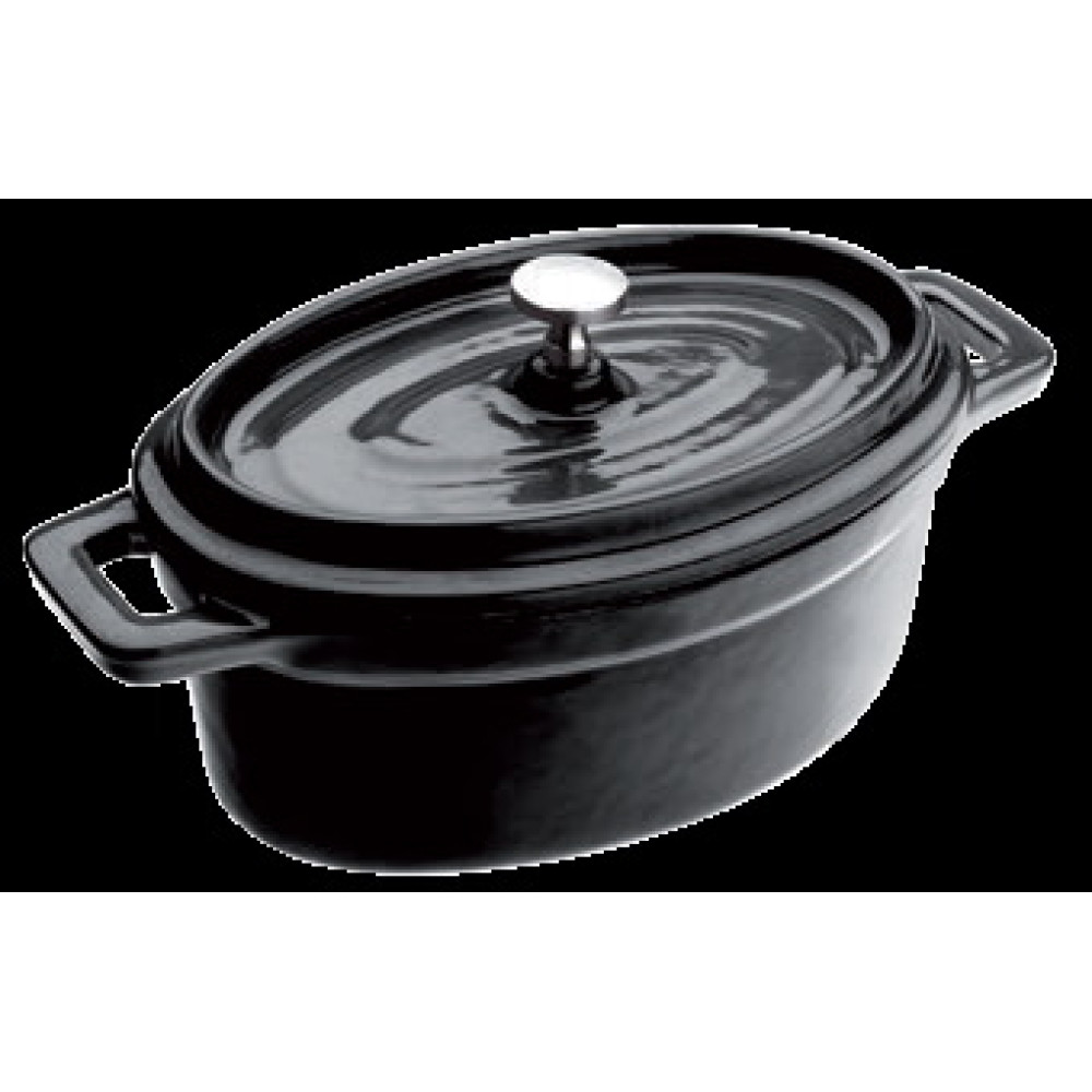  Каструлька порційна овальна з кришкою чорна Cocotte 500 мл 15x10 см Ibili 726015N