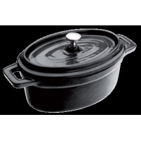  Кастрюлька порционная овальная с крышкой черная Cocotte 500 мл 15x10 см Ibili 726015N