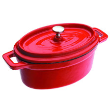  Каструлька порційна овальна з кришкою червона Cocotte 500 мл 15x10 см Ibili 726015R