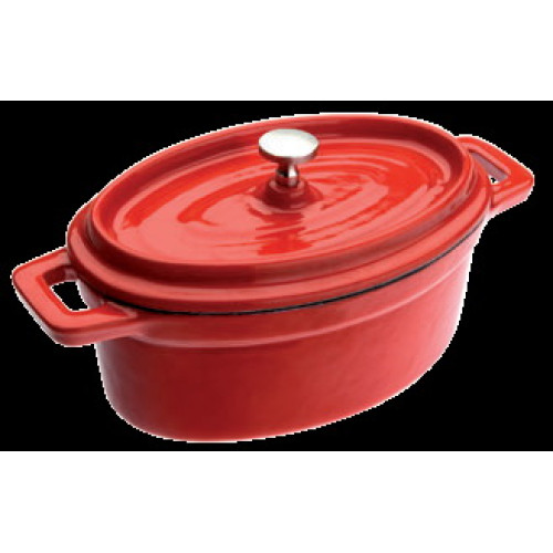  Каструлька порційна овальна з кришкою червона Cocotte 500 мл 15x10 см Ibili 726015R