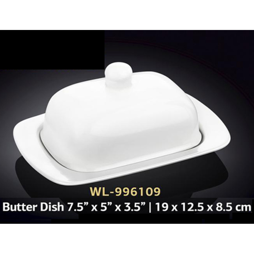  Маслянка прямокутна з кришкою біла White 19x12 см Wilmax WL-996109 / 1C