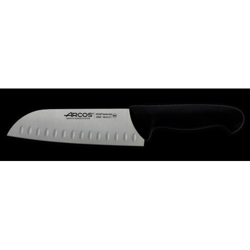  Ніж японський Santoku з грантонами чорна ручка 2900 18 см Arcos 290625