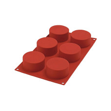  Форма для десертів циліндр 6 заглиблень теракот Cиліконова 6x135 мл 7x3,5 см Silikomart SF127/C