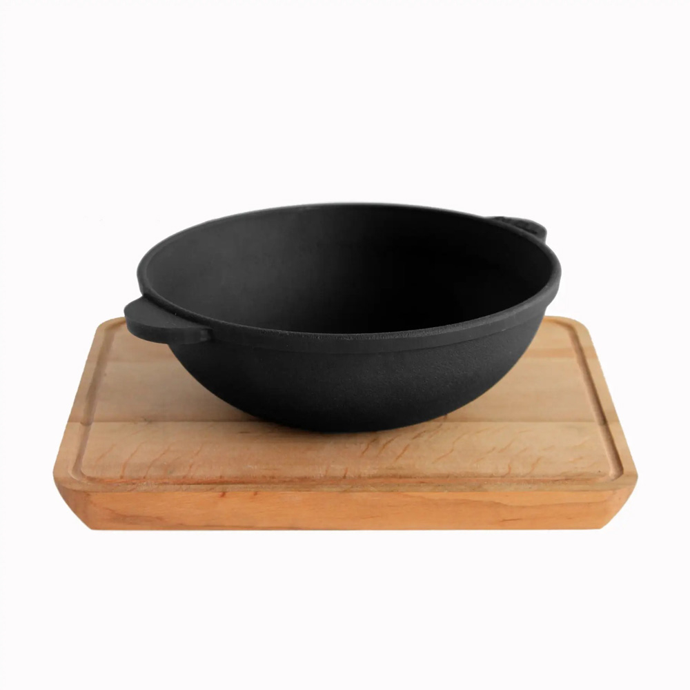  Сковорідка порційна WOK з вушками з підставкою прямокутною Чавун 1,1 л 18x6 см Brizoll