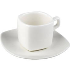  Чашка для кави з блюдцем квадратна біла White 90 мл Wilmax WL-993041 / AB