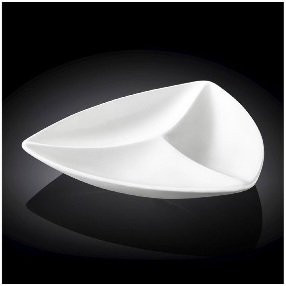  Менажниця з 3 заглибленнями трикутна біла White 24 см Wilmax WL-992585 / A