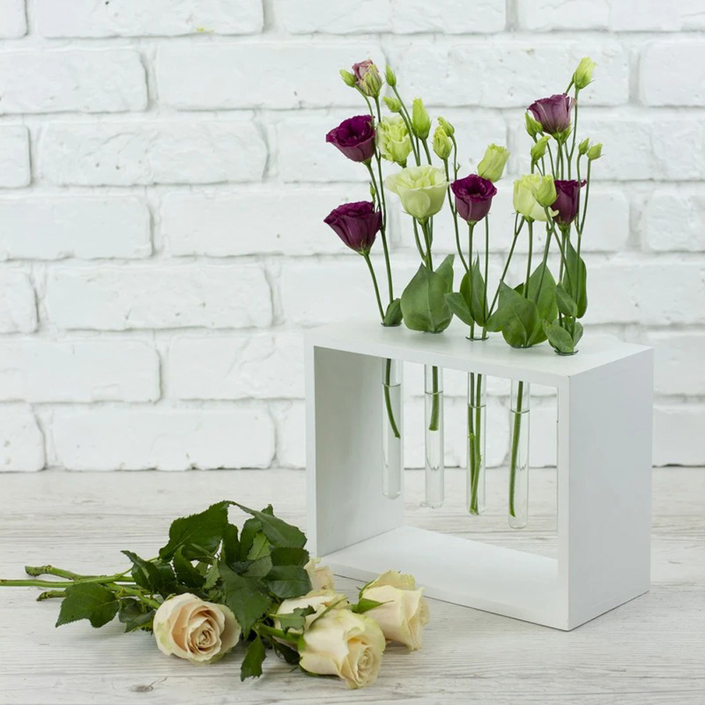 Підставка з пробірками 5 відділень біла Accessories 20x12x18 см Склоприлад