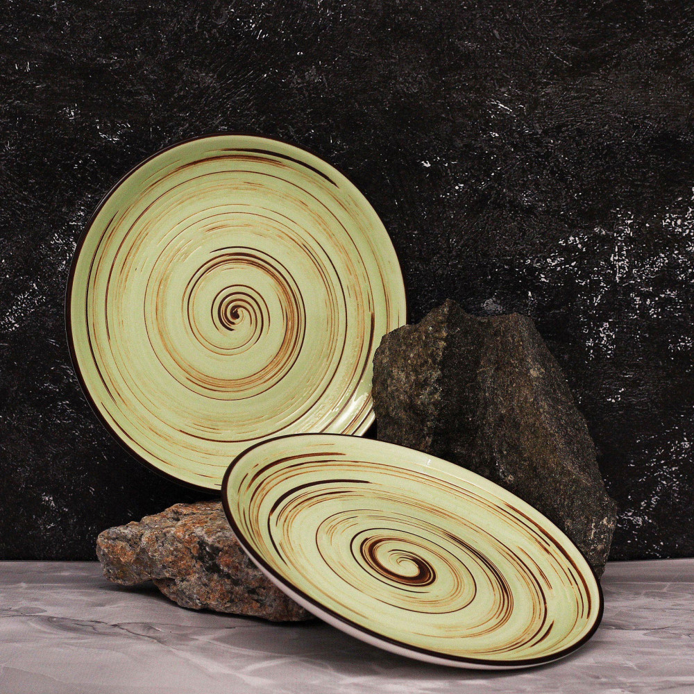  Тарілка кругла без поля мілка Spiral pistachio 20,5 см Wilmax WL-669112 / A
