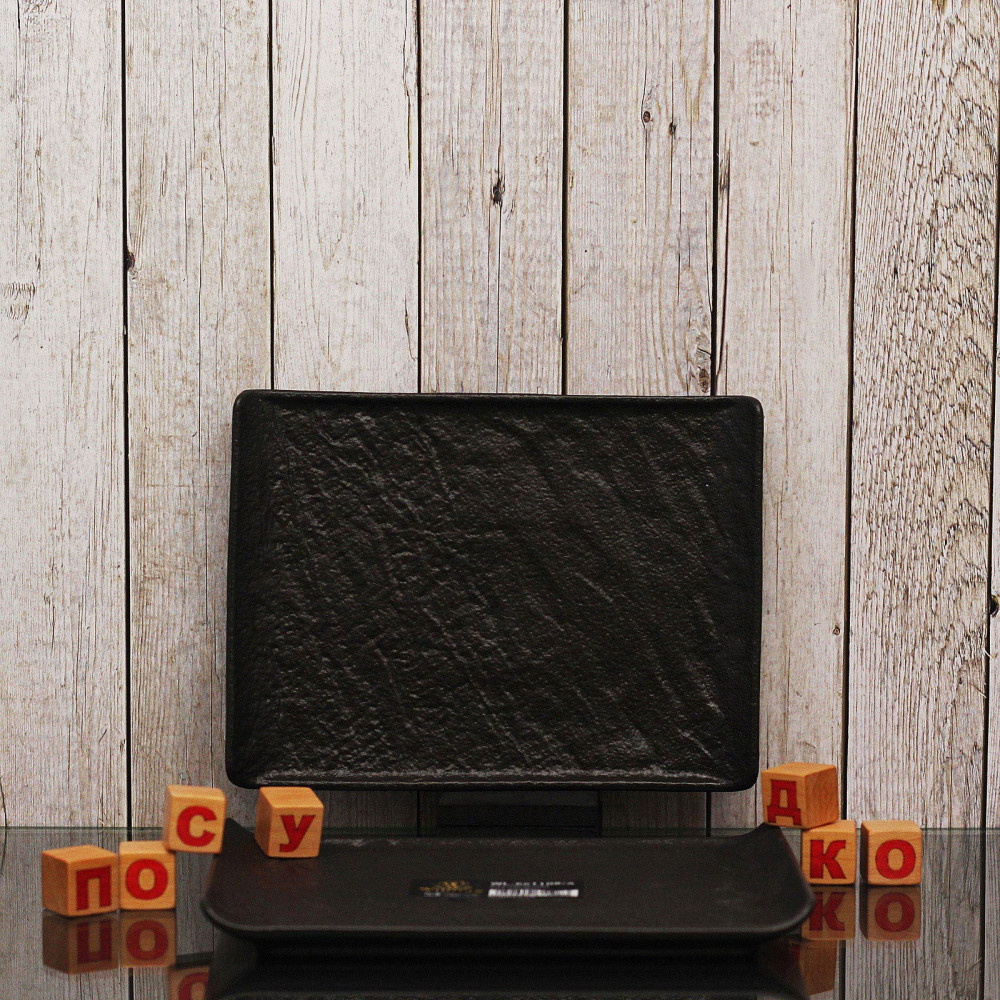  Тарілка прямокутна мілка чорна Slatestone black 19x14 см Wilmax WL-661108 / A