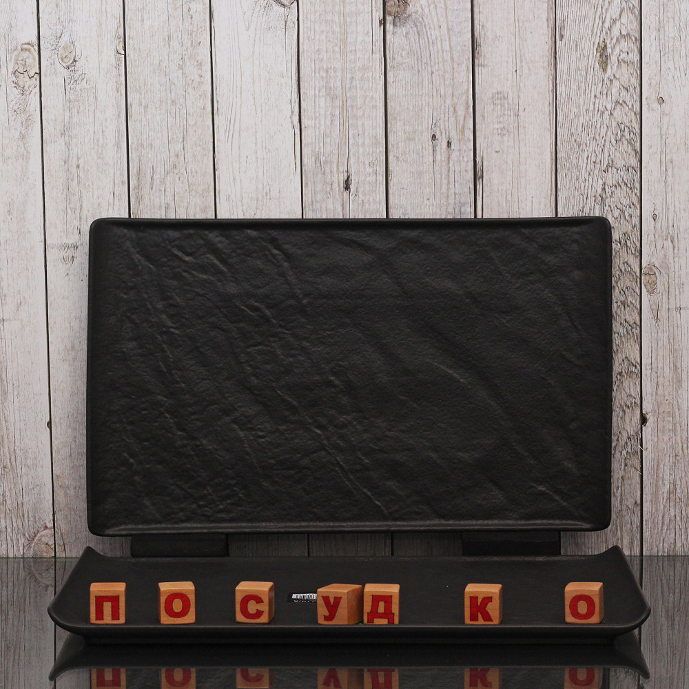  Тарілка прямокутна мілка чорна Slatestone black 33x20 см Wilmax WL-661110 / A