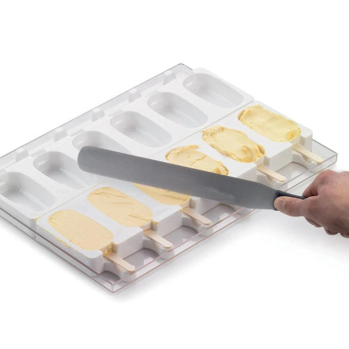  Форма для заморозки ескімо класичне 12 заглиблень біла Gelateria 12x90 мл 93x48x25 мм Silikomart Gel01