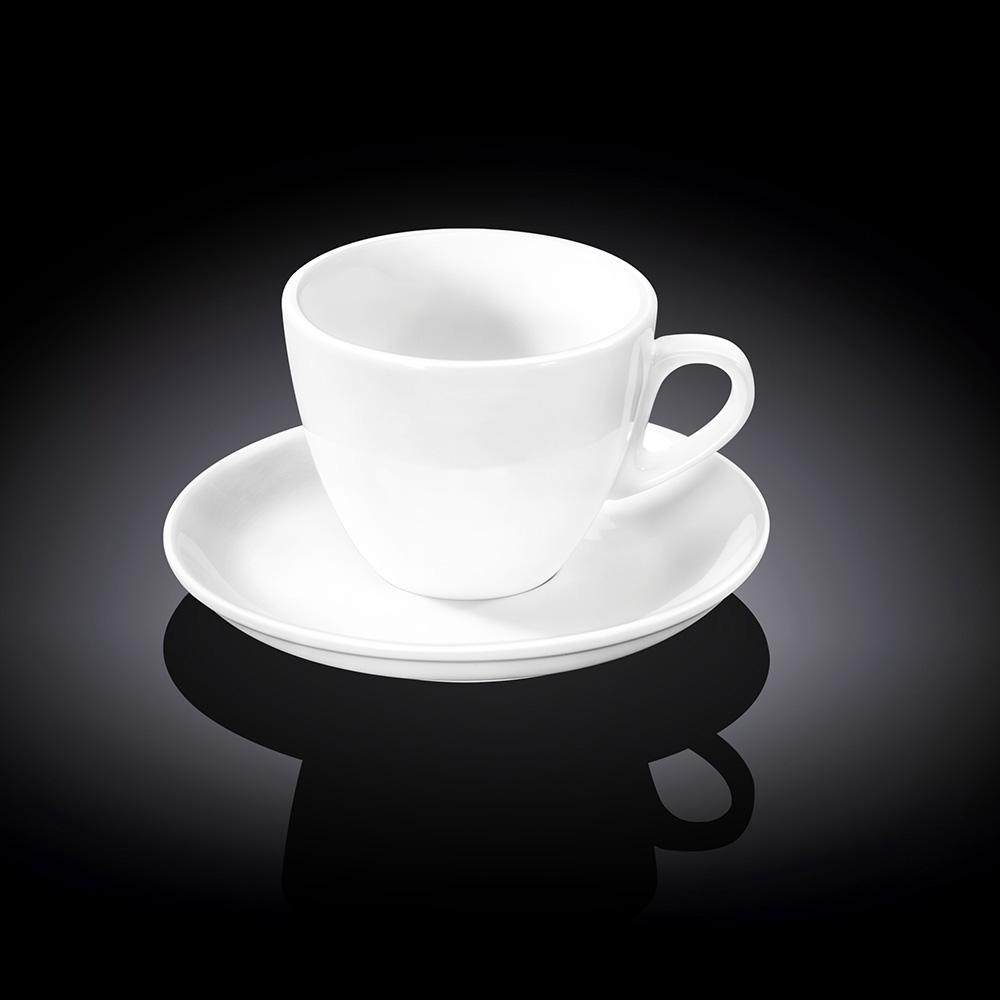  Чашка для чаю з блюдцем біла White 300 мл Wilmax WL-993176 / AB