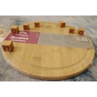  Дошка для сервіровки з канавкою кругла Bamboo 28 см Vincent VC-2103-28