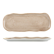  Блюдо фігурне без поля вузьке коричневий мармур Stone age 35x13 см Lubiana 4659M