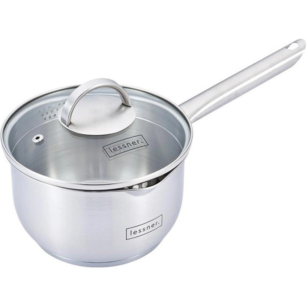 Ківшик з нержавіючою ручкою з кришкою L876 1,8 л 16 см Lessner 55876-16S