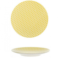  Тарілка кругла без поля мілка жовта сітка NC HR 25 см Kutahya HC3025