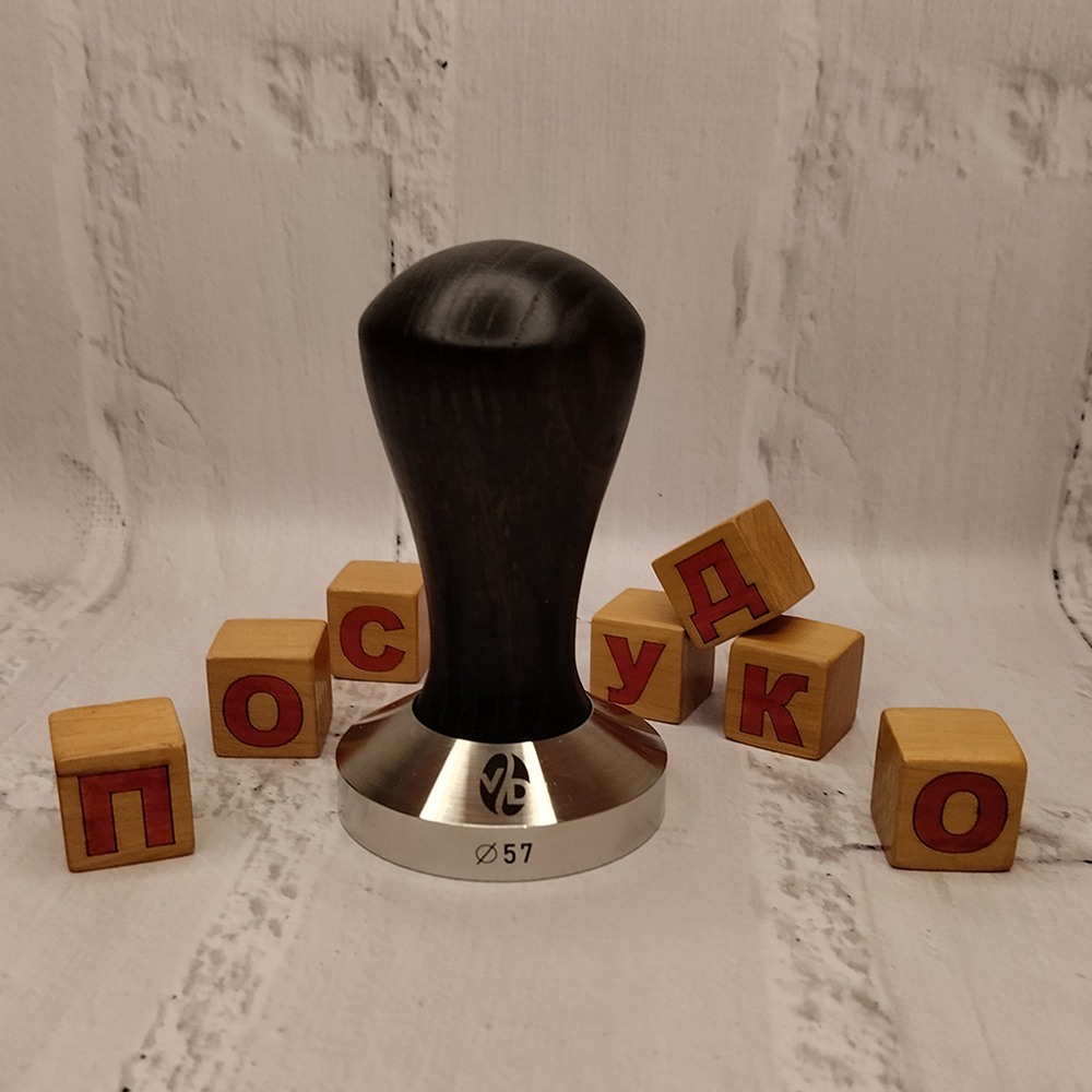  Темпер плаский з дерев`яною ручкою темне дерево Classic 57 мм VD 7043