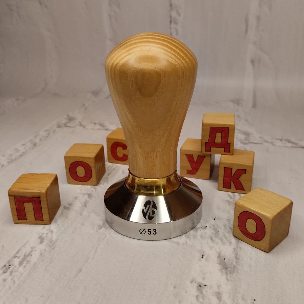 Темпер плаский з дерев`яною ручкою світле дерево Premium 53 мм VD 7082