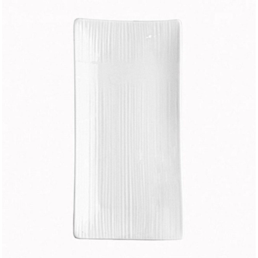  Блюдо прямокутне з тисненням біле Eco w 23x11 см China