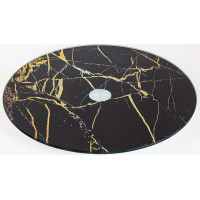  Блюдо круглое которое вращается черное Marble black 30x2 см Viva s3012/2-Z306