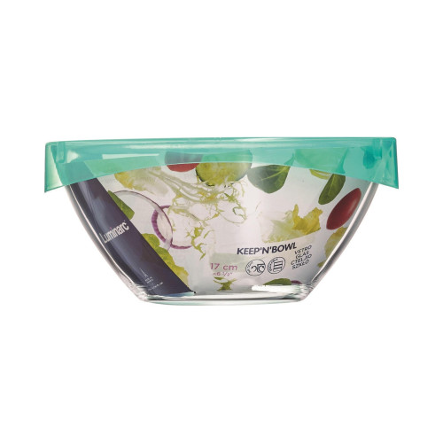  Салатник круглий з кришкою бірюзова кришка Box keep n 1,1 л 17 см Luminarc, France
