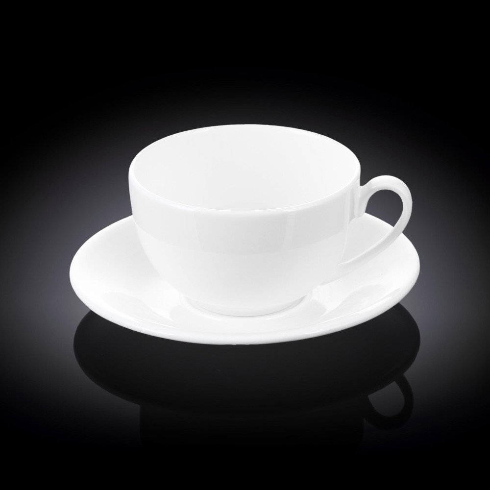  Кухоль джамбо з блюдцем біле White 400 мл Wilmax WL-993191 / AB