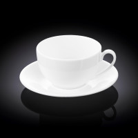  Кружка джамбо с блюдцем белое White 400 мл Wilmax WL-993191 / AB