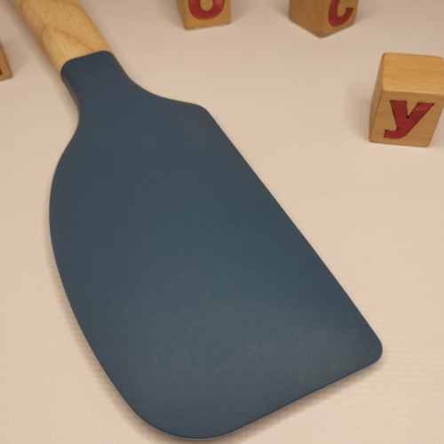  Лопатка силіконова з дерев`яною ручкою шпатель Woody blue 32 см Lessner 10296